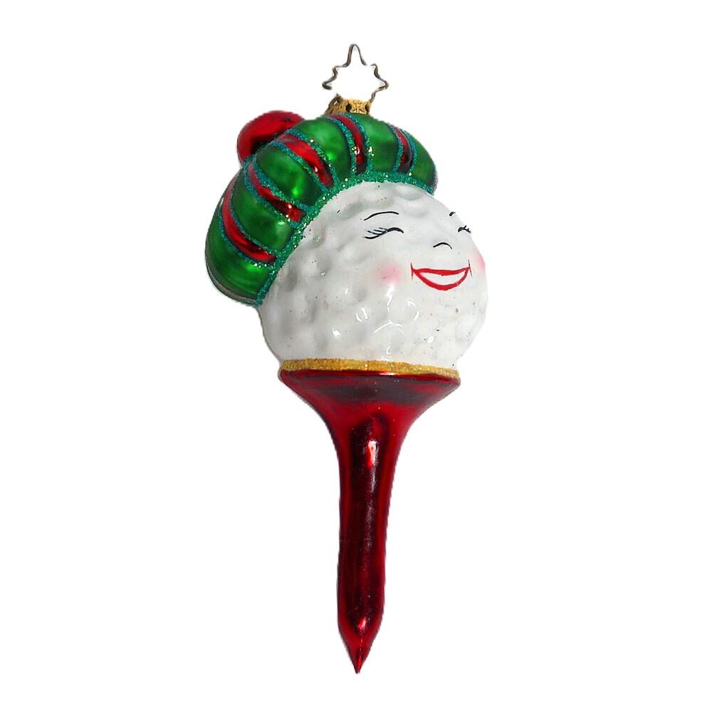 Vtg Christopher Radko My Tee Cute Tee Golf Ball & Tee Hand-Blown Glass Ornament